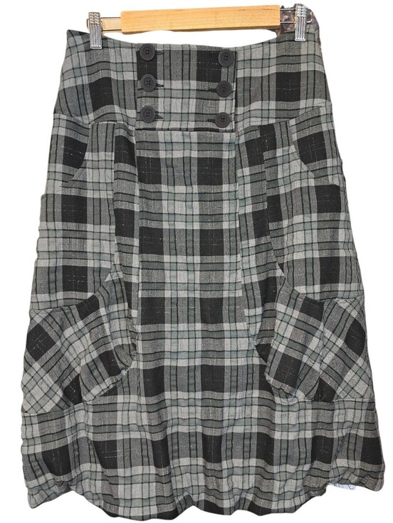 Yuvita Dresses & Skirts - YUVITA Gray Black Plaid Bubble Hem Skirt Dark Academia Made In Belarus Size 4